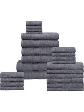Luxury 24-Piece 100% Cotton Bath Towel Set - Soft, Absorbent & Quick-Dry